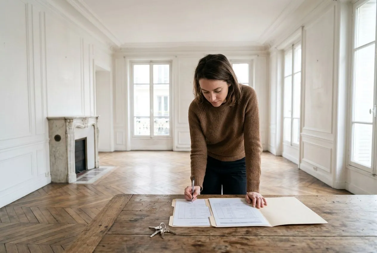 Un locataire vérifie l’état d’un logement vide avant de rendre les clés et d’attendre la restitution de son dépôt de garantie.