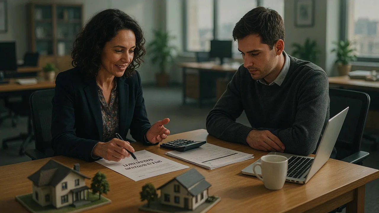 Conseillère bancaire expliquant un crédit immobilier