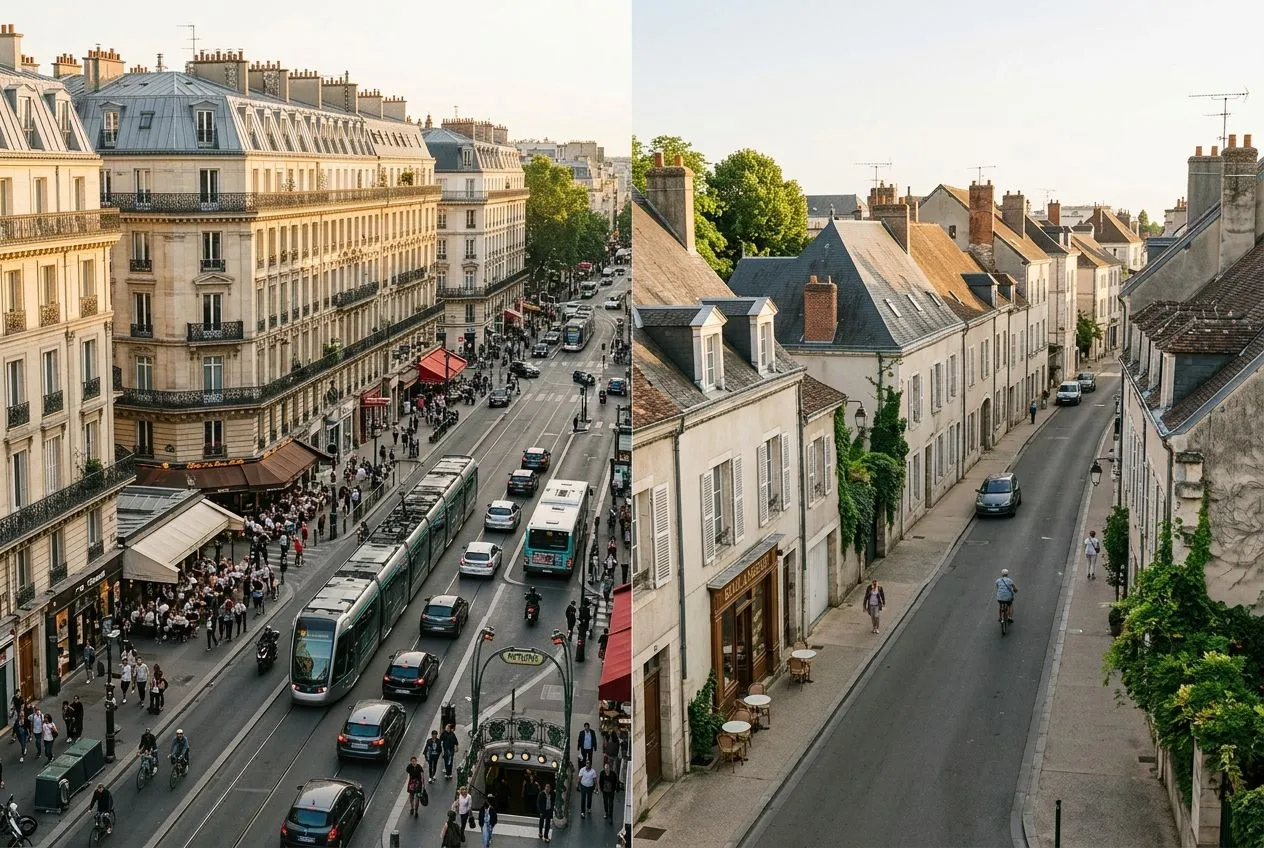 Une métropole dense et une ville moyenne française présentent deux marchés immobiliers aux profils différents.