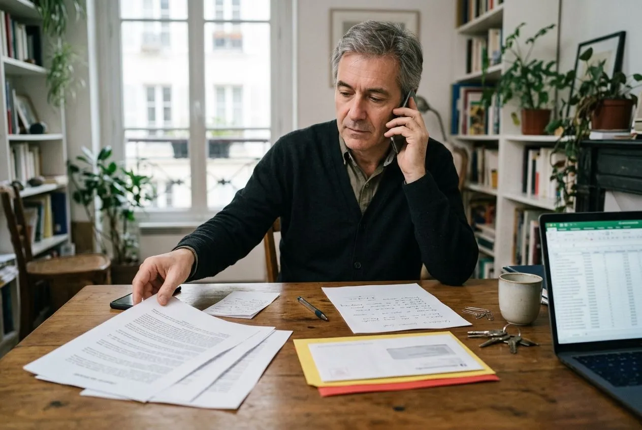 Un bailleur prépare une relance pour loyer impayé et rassemble les documents nécessaires pour prévenir les garants et l’assureur.