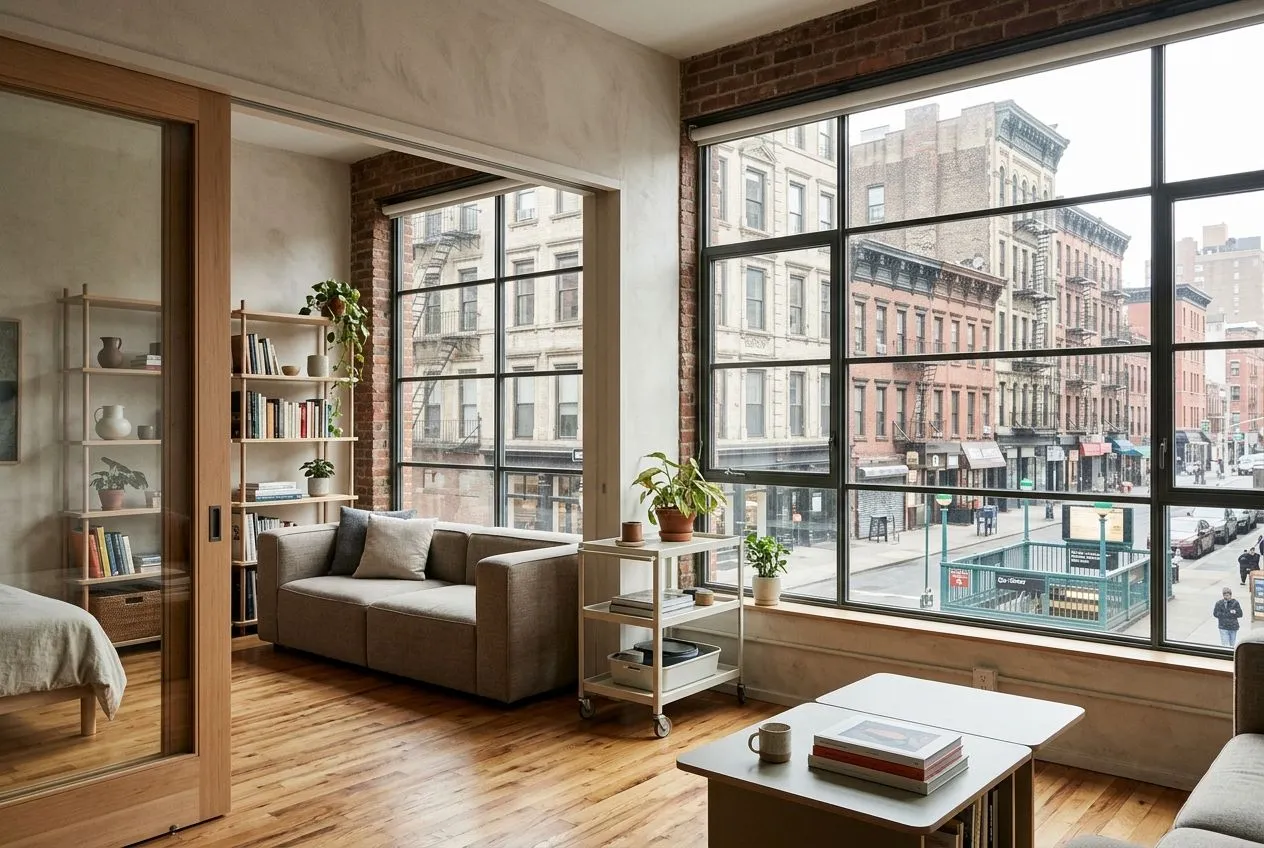 Appartement rénové donnant sur un quartier urbain attractif, qui met en évidence la valeur durable de son emplacement.